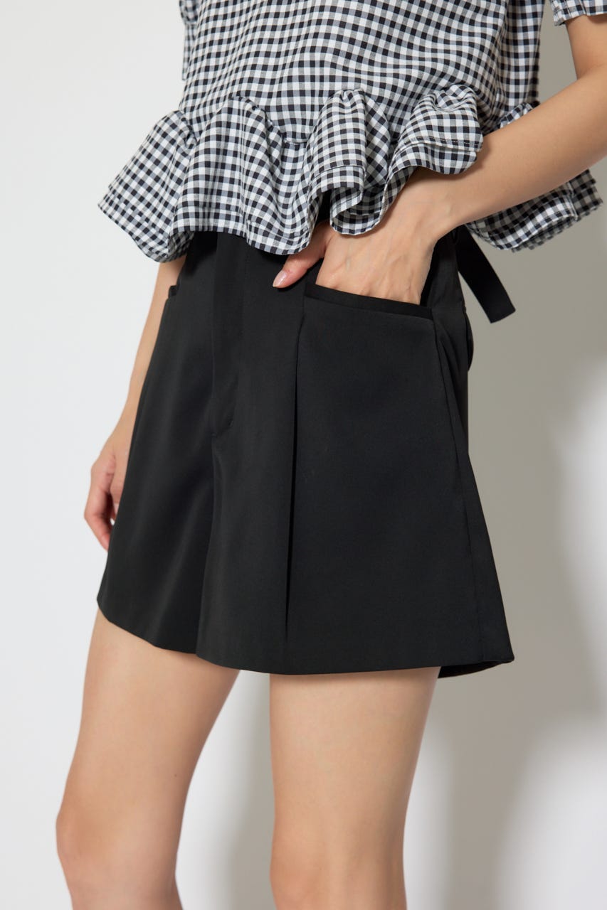 ベルト付きセンタープレスショートパンツ BLK M