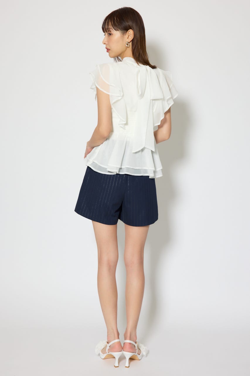 ベルト付きセンタープレスショートパンツ 柄NVY M