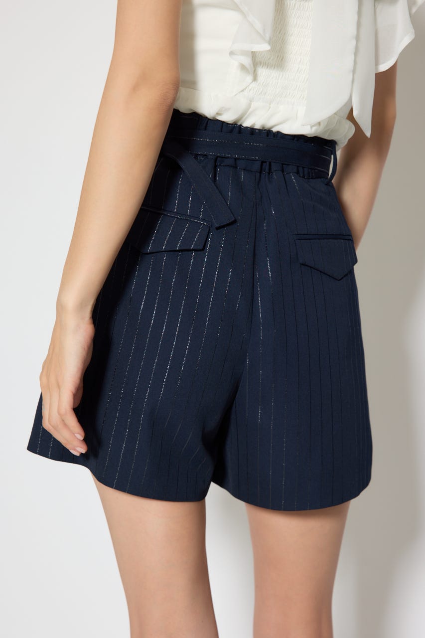 ベルト付きセンタープレスショートパンツ 柄NVY M