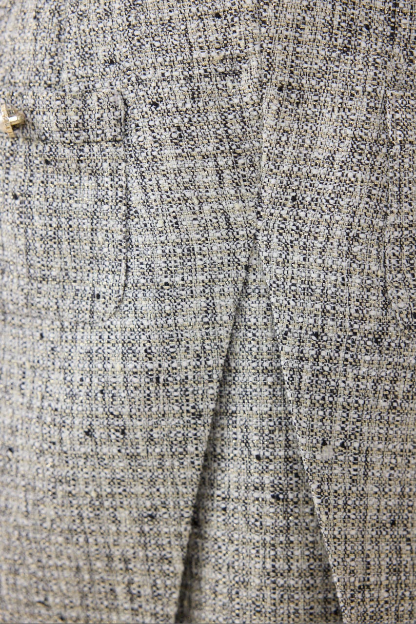 ベルト付きアシンメトリーツイードスカート BLK M