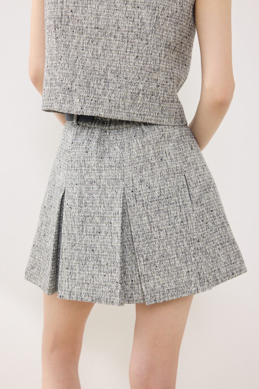 ベルト付きアシンメトリーツイードスカート BLK M