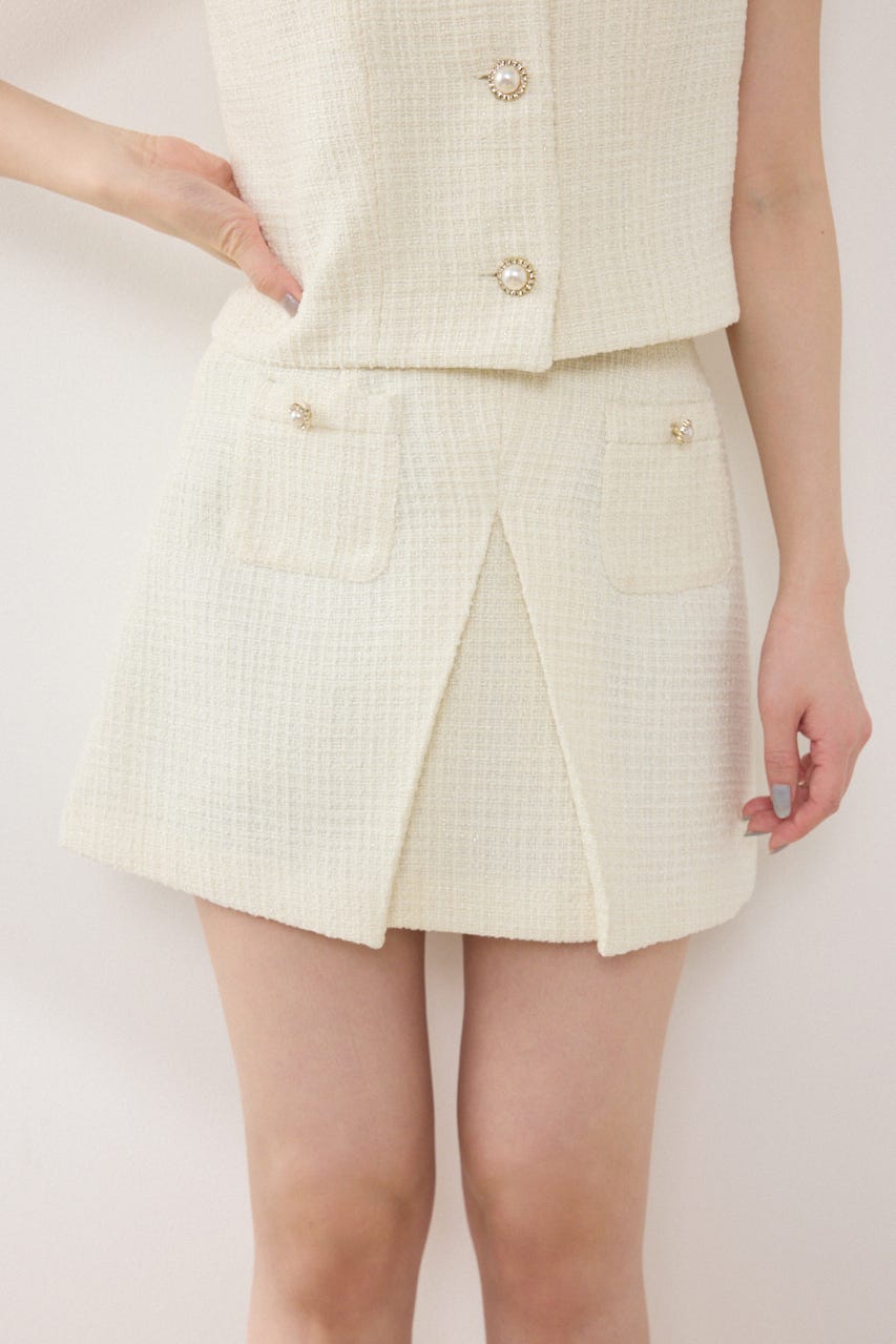 ベルト付きアシンメトリーツイードスカート IVOY S