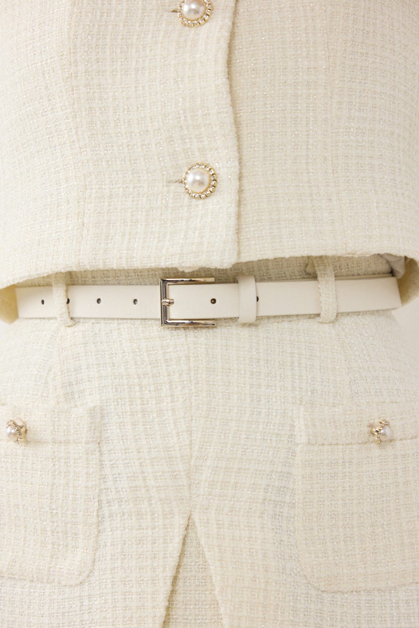 ベルト付きアシンメトリーツイードスカート IVOY S