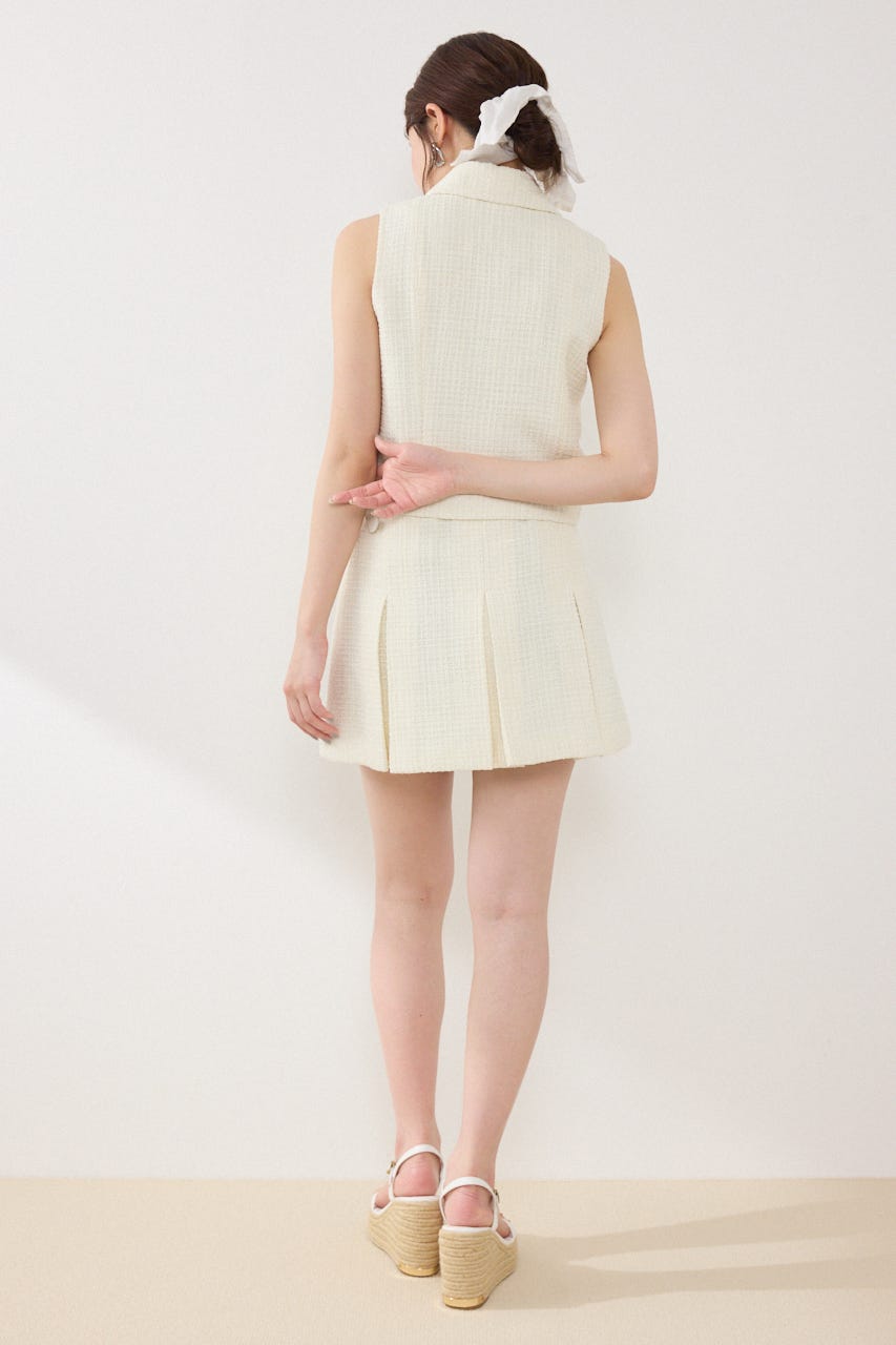 ベルト付きアシンメトリーツイードスカート IVOY S