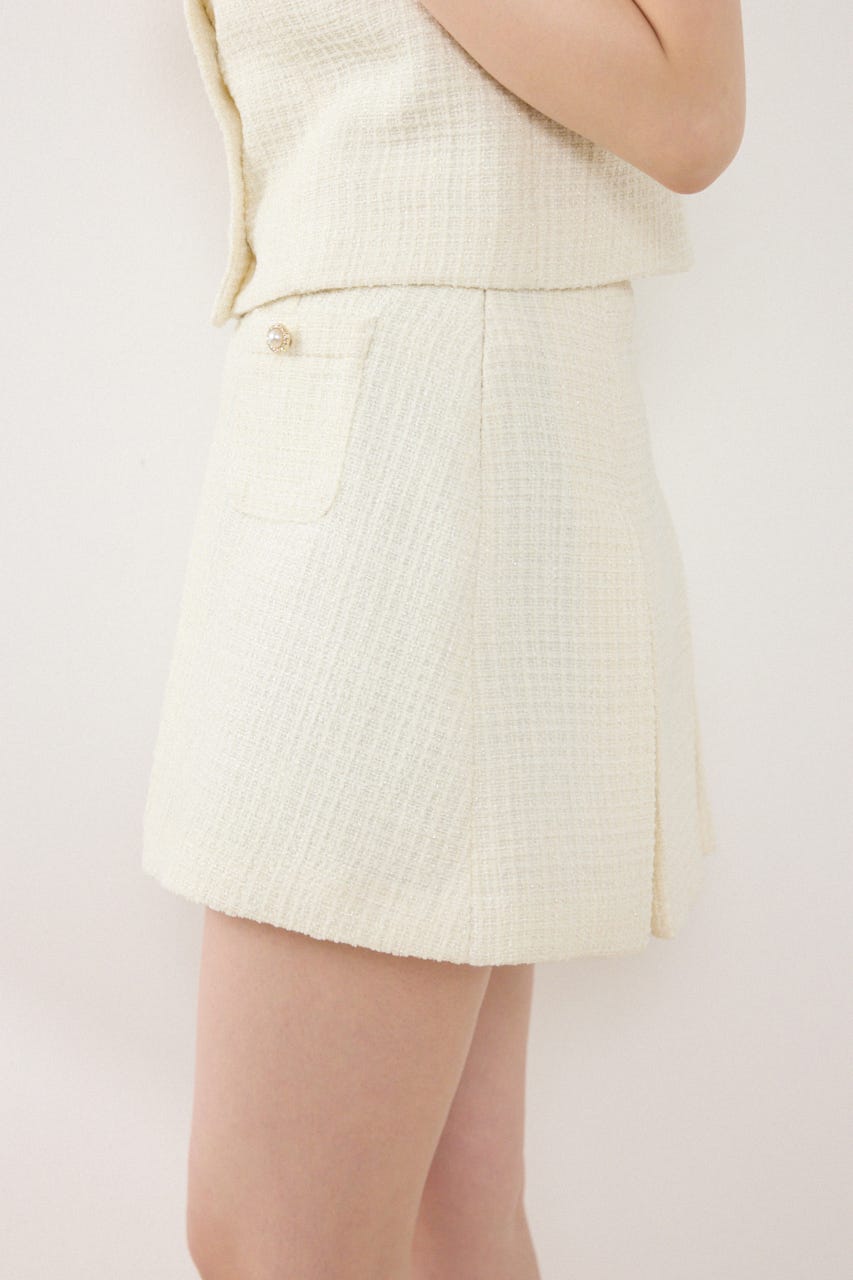ベルト付きアシンメトリーツイードスカート IVOY S