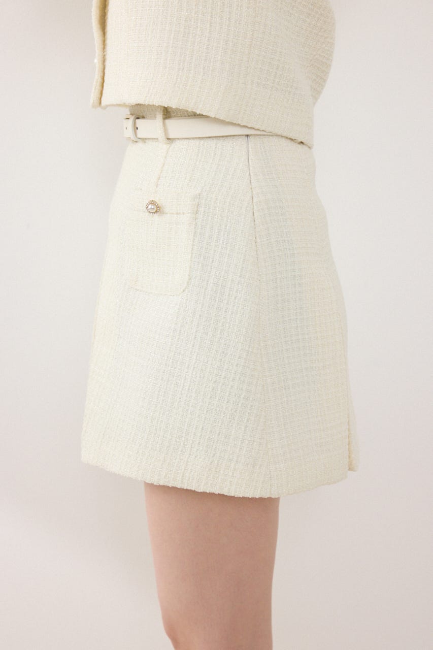 ベルト付きアシンメトリーツイードスカート IVOY S