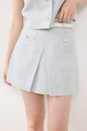 【GirlsAward着用アイテム】ベルト付きアシンメトリーツイードスカート