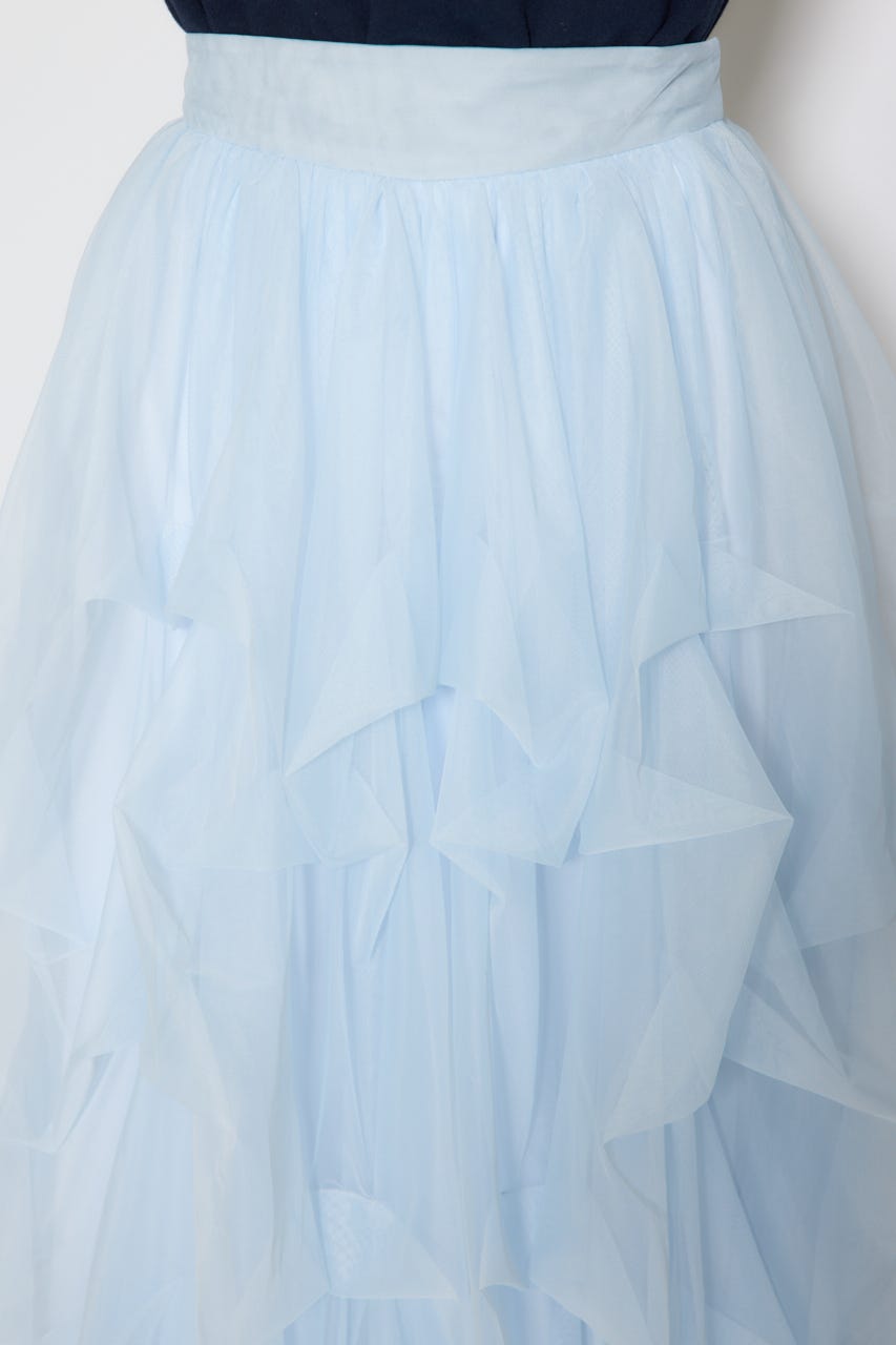 ランダムタックチュールスカート L/BLU S