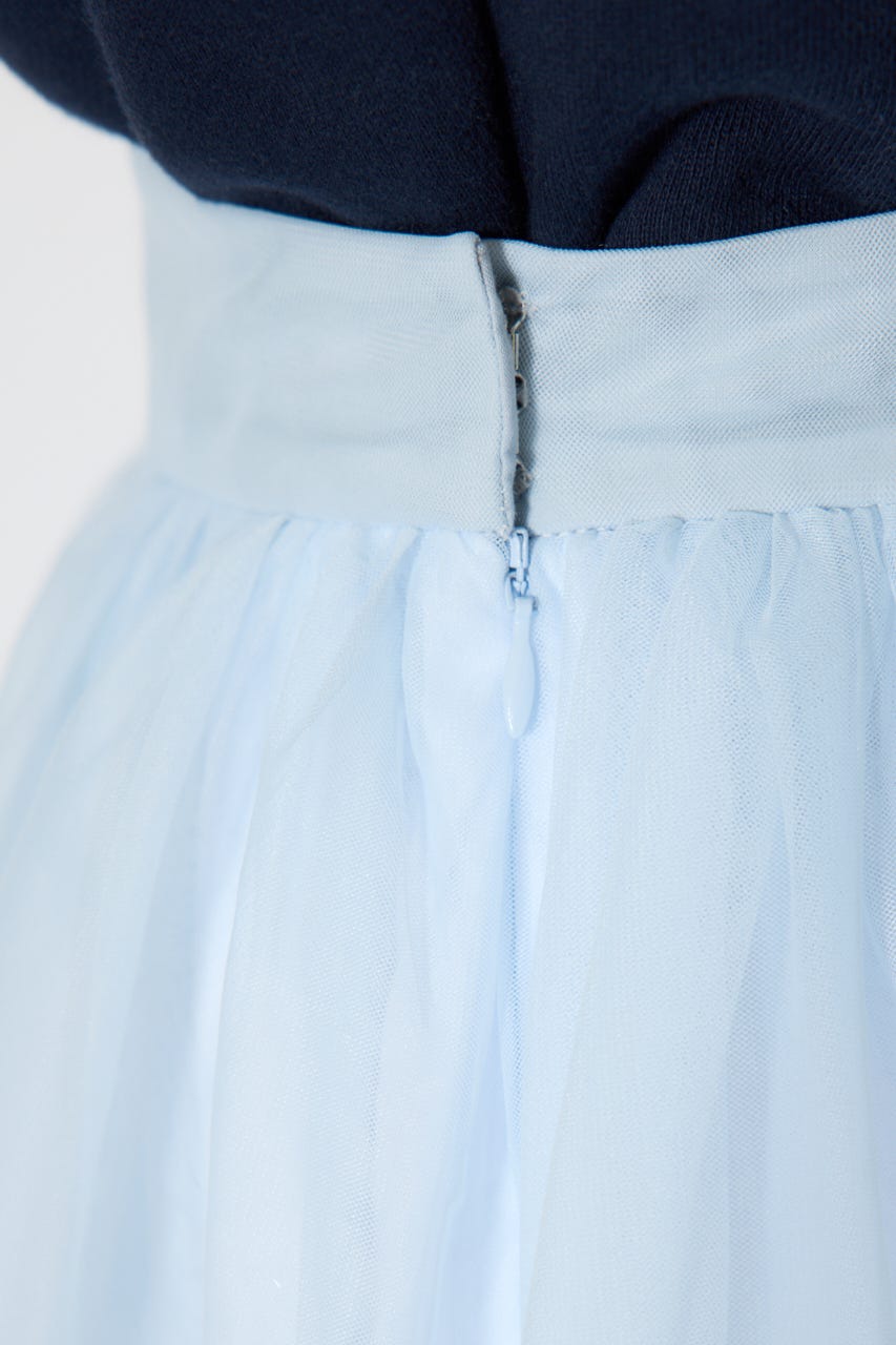 ランダムタックチュールスカート L/BLU S