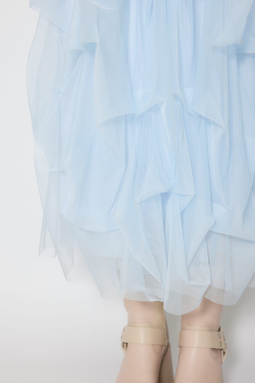 ランダムタックチュールスカート L/BLU S
