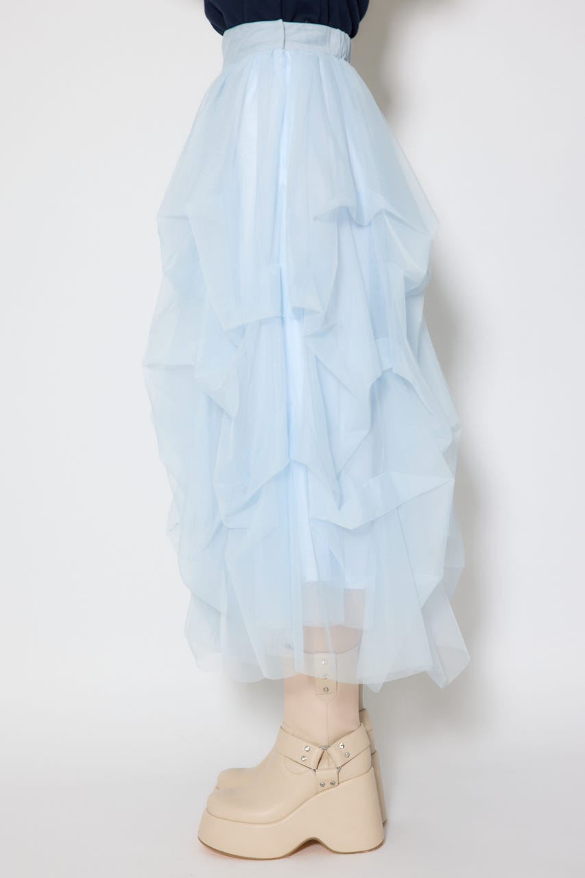 ランダムタックチュールスカート L/BLU S