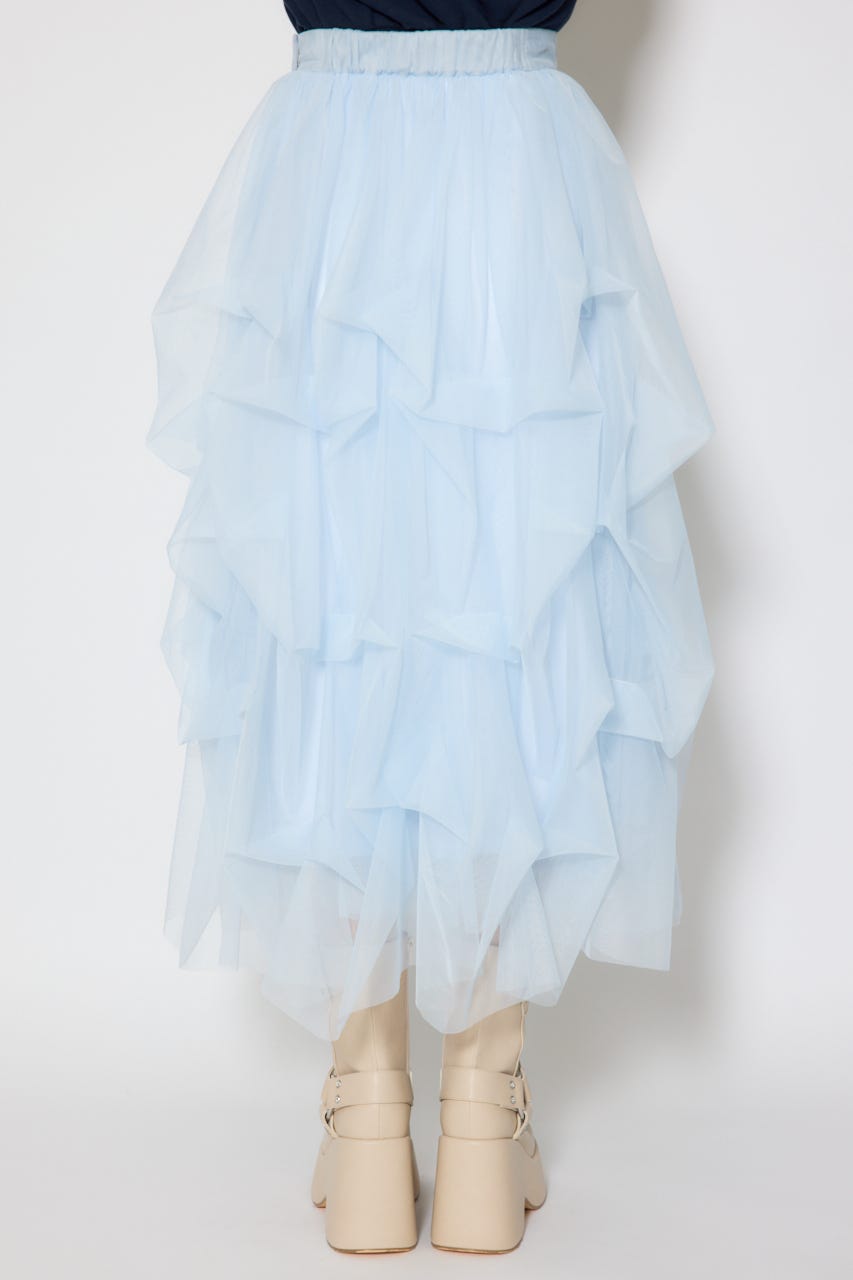 ランダムタックチュールスカート L/BLU S
