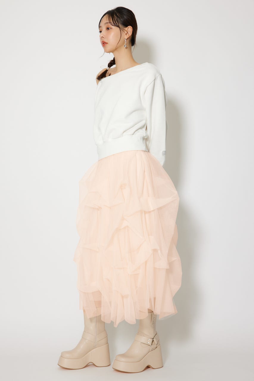 ランダムタックチュールスカート PNK S