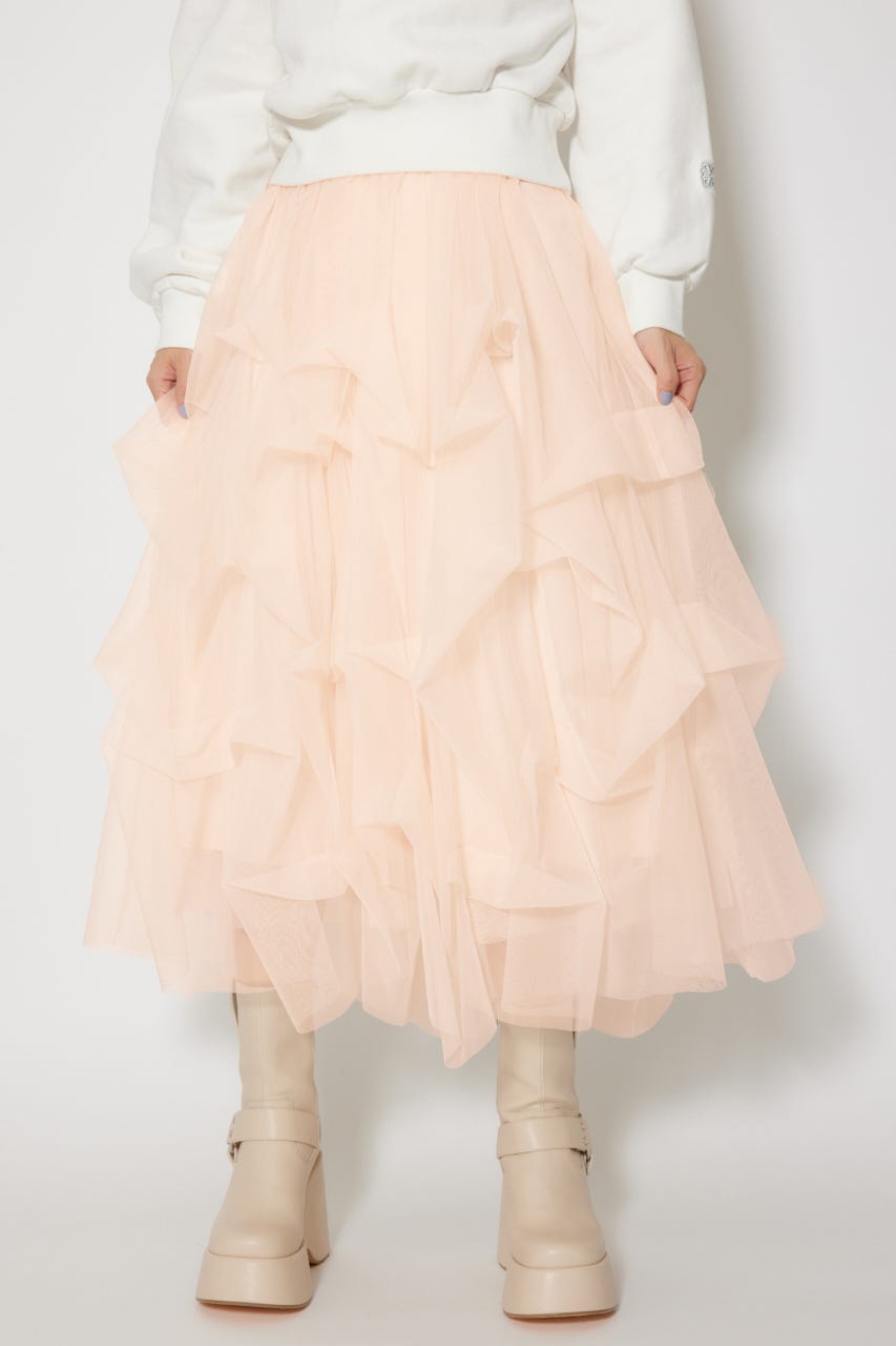 ランダムタックチュールスカート PNK S