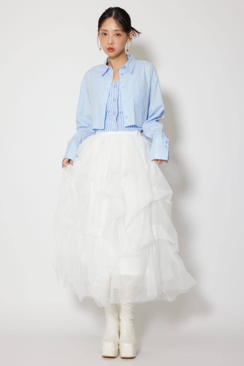 ランダムタックチュールスカート WHT S