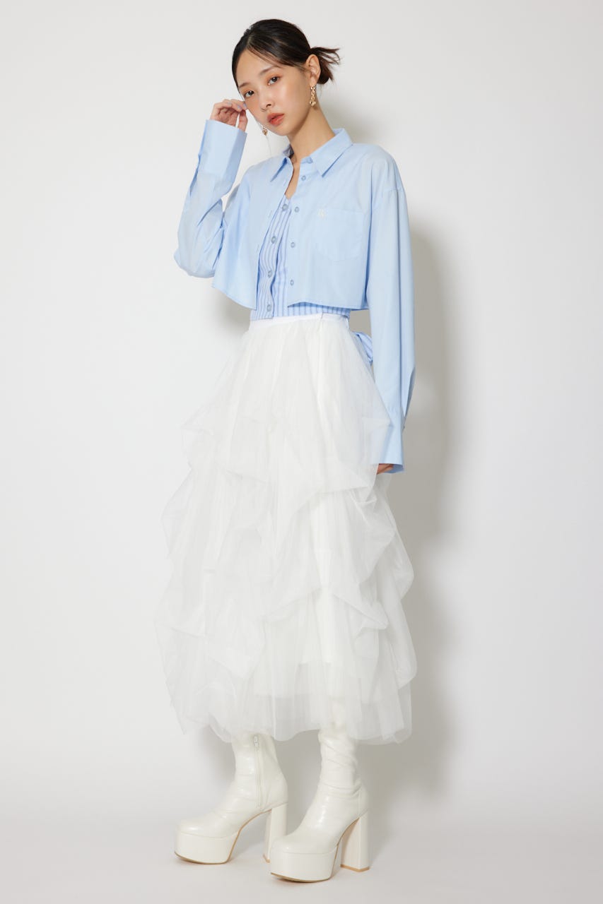 ランダムタックチュールスカート WHT S