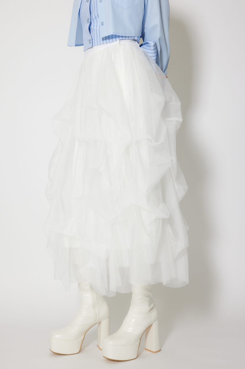 ランダムタックチュールスカート WHT S