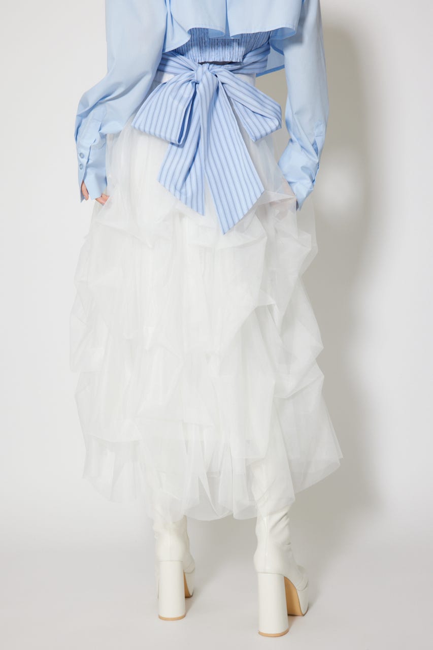 ランダムタックチュールスカート WHT S