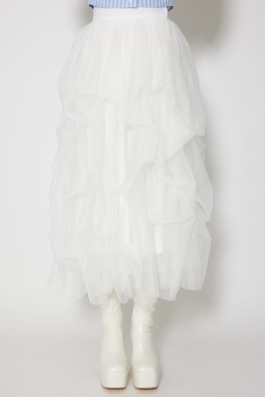 ランダムタックチュールスカート WHT S