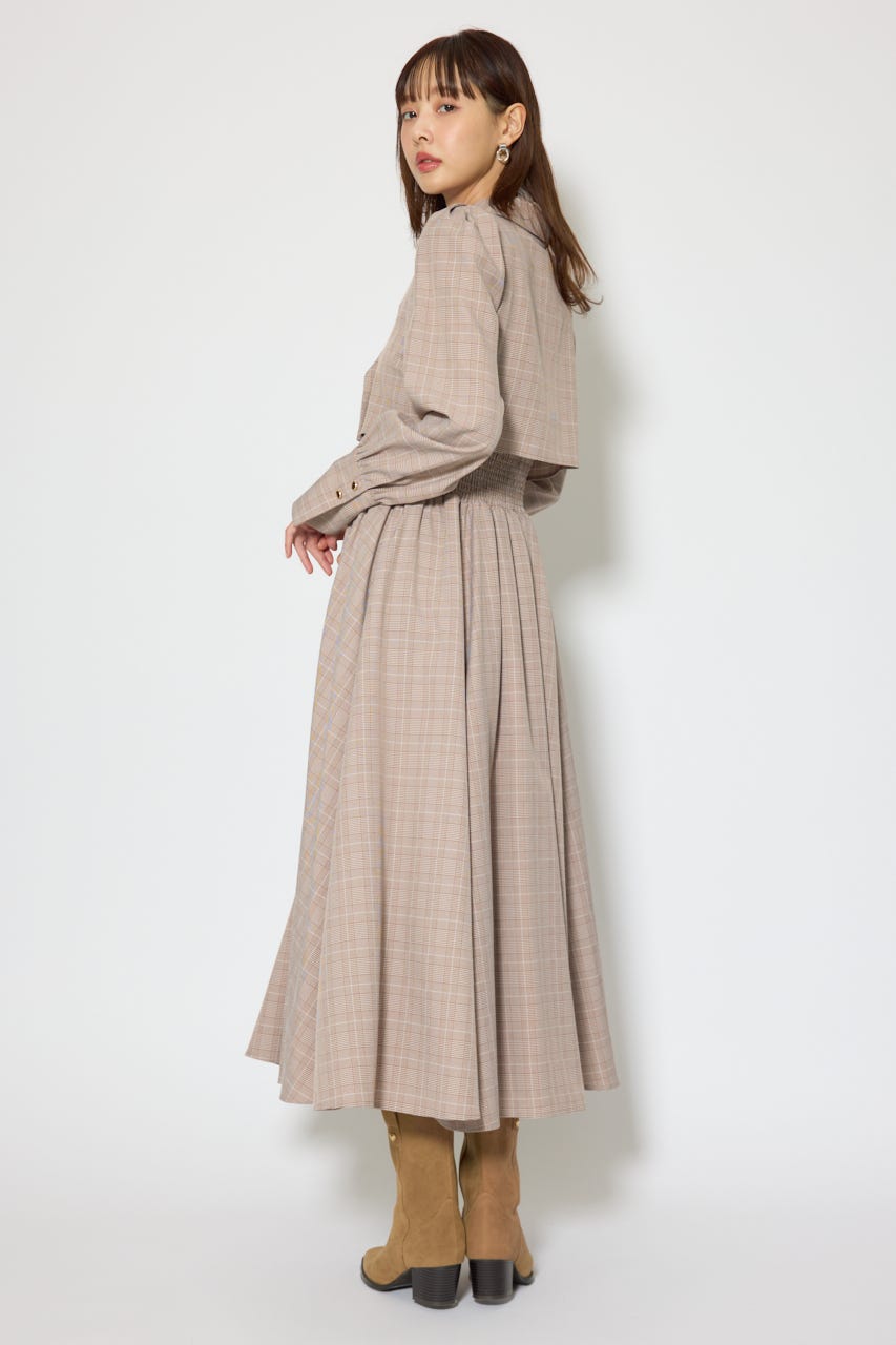 テーラードデザインロングワンピース 柄BRN S