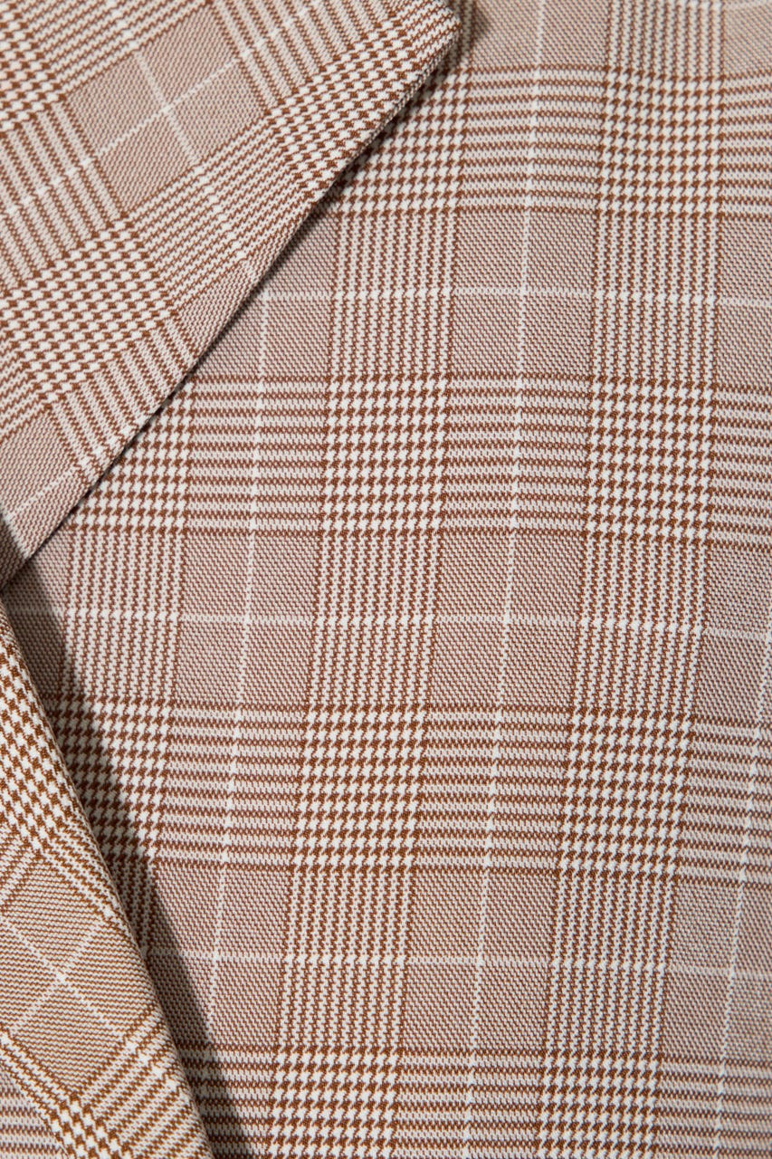 テーラードデザインロングワンピース 柄BRN S