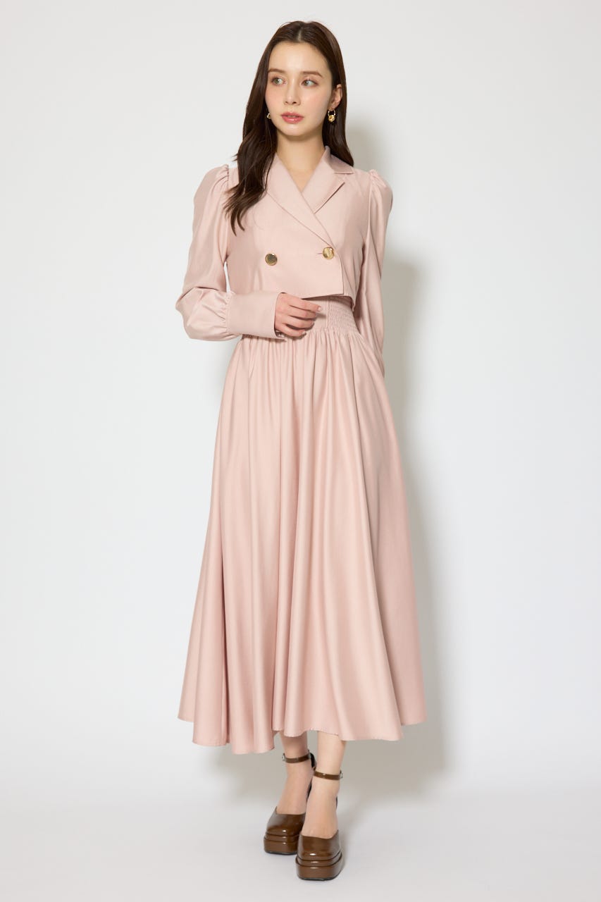 テーラードデザインロングワンピース L/PNK S