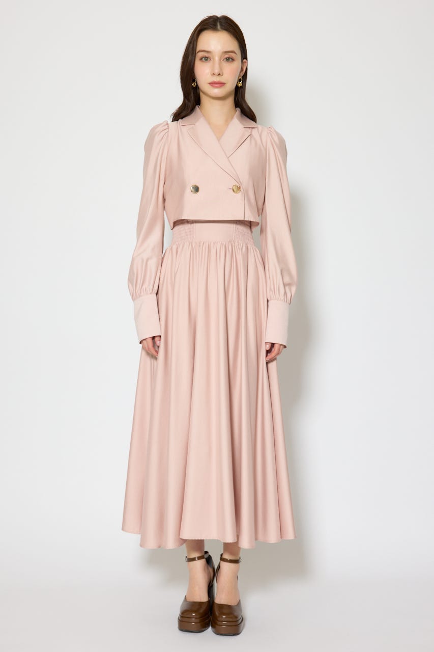 テーラードデザインロングワンピース L/PNK S