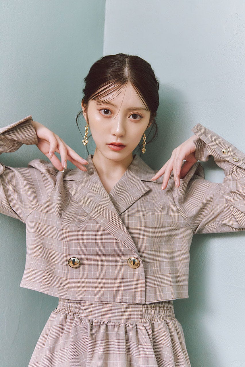 テーラードデザインミニワンピース 柄BRN M