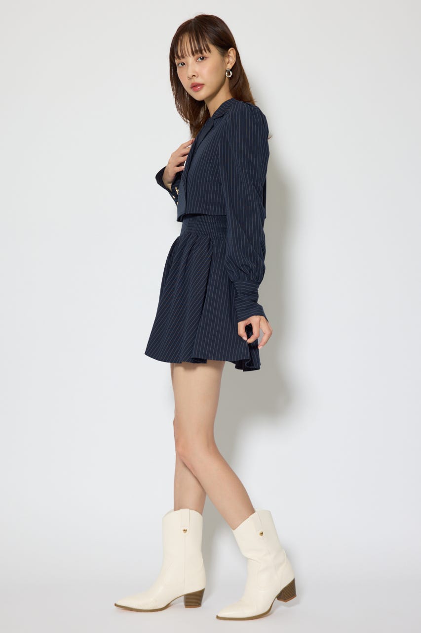 テーラードデザインミニワンピース 柄NVY M