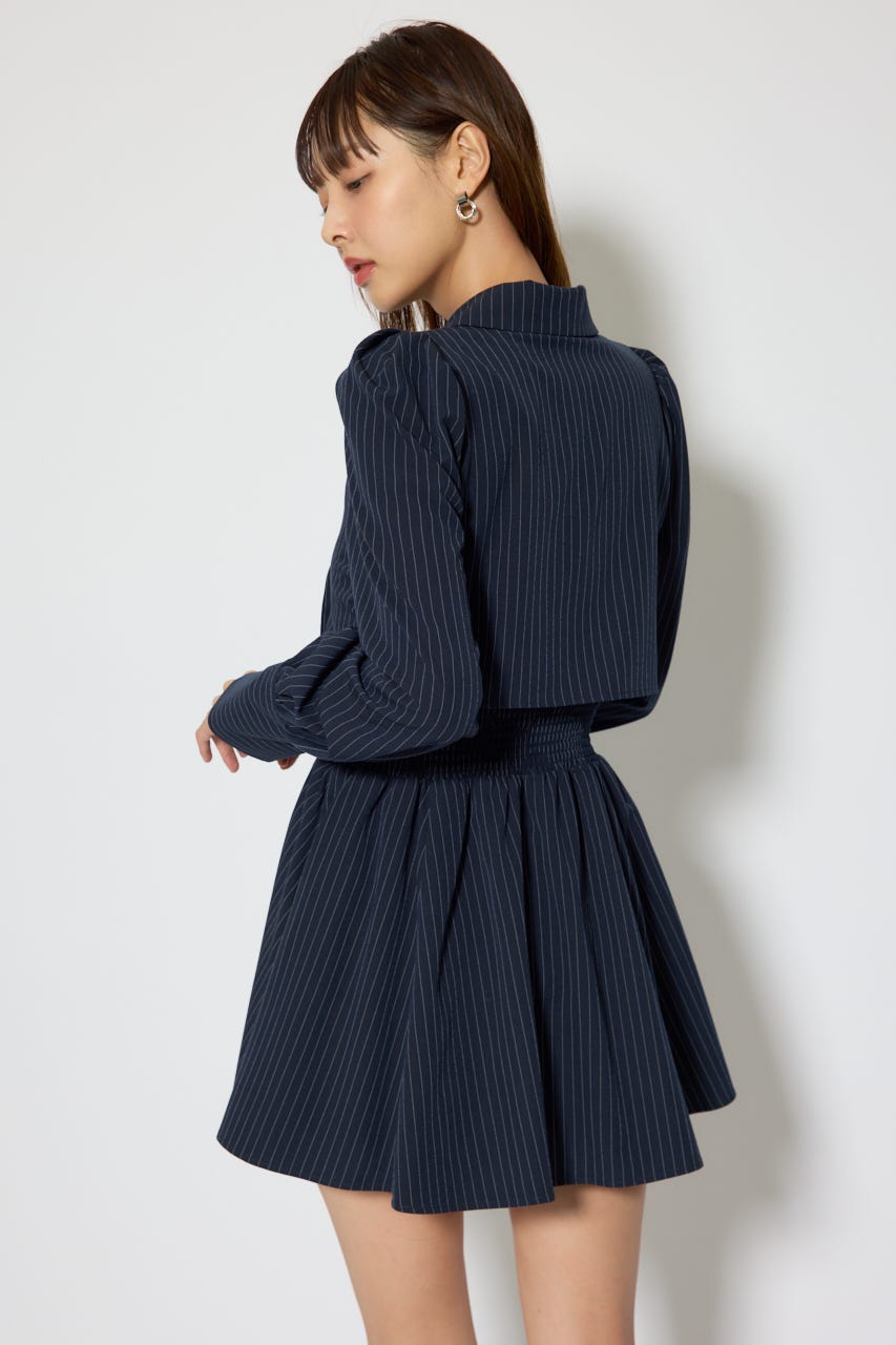 テーラードデザインミニワンピース 柄NVY M