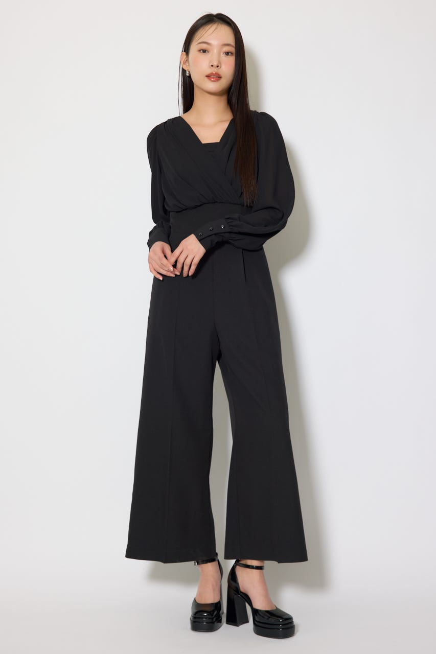 カシュクールデザインロンパース BLK M