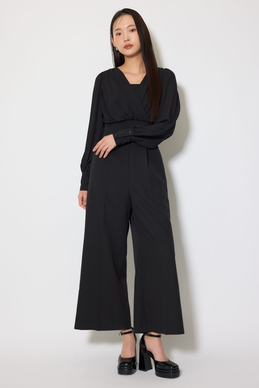 カシュクールデザインロンパース BLK M
