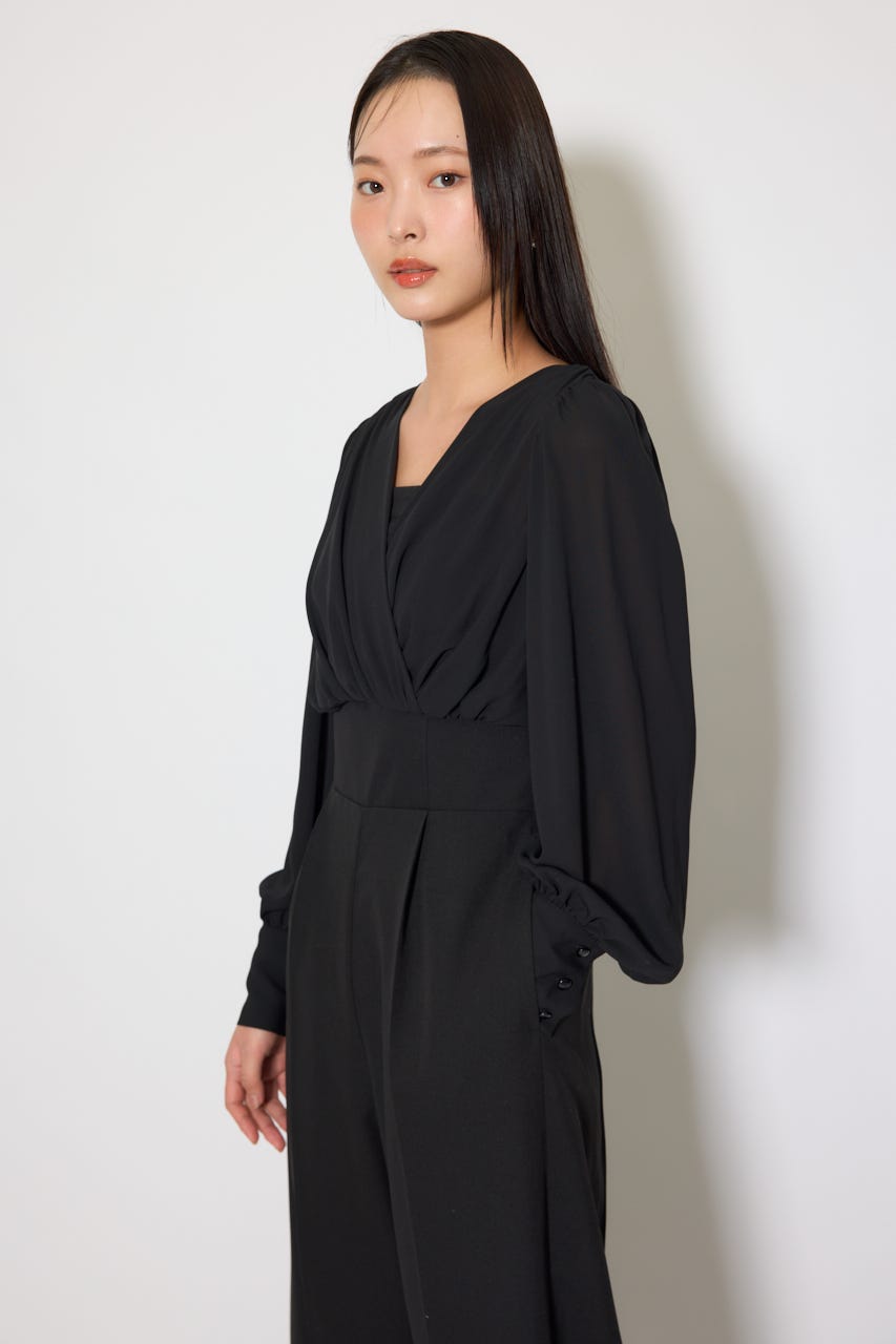 カシュクールデザインロンパース BLK M