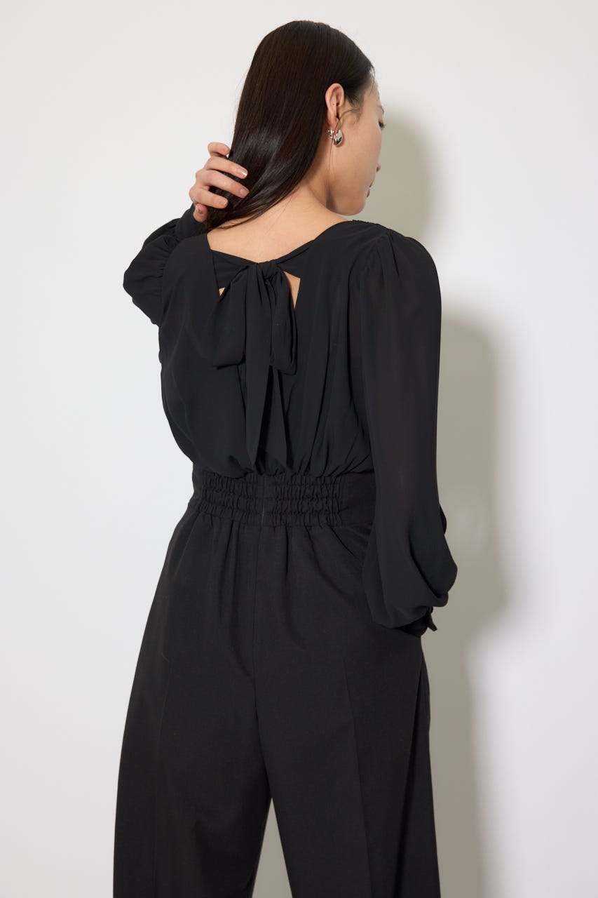 カシュクールデザインロンパース BLK M