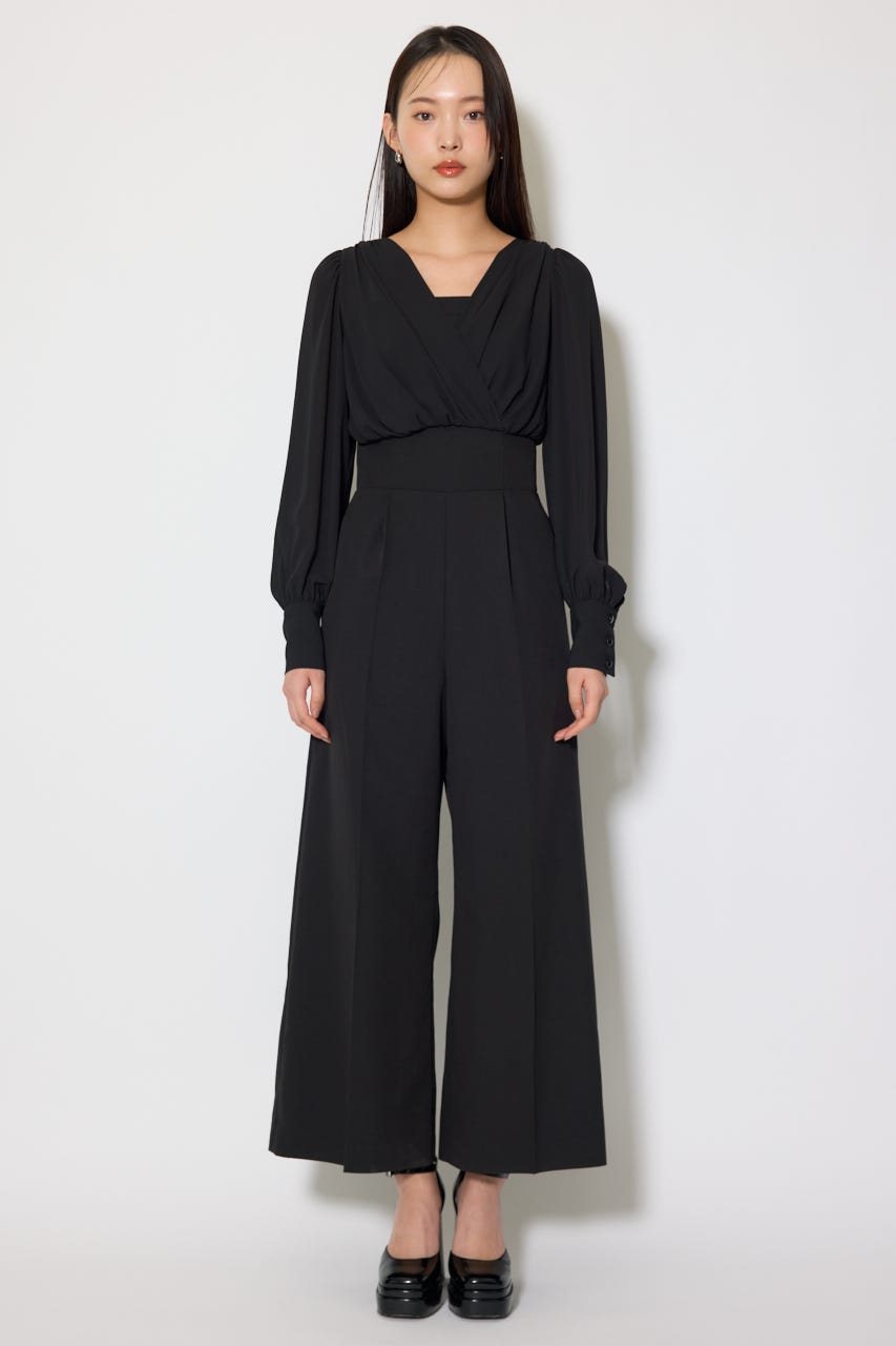 カシュクールデザインロンパース BLK M