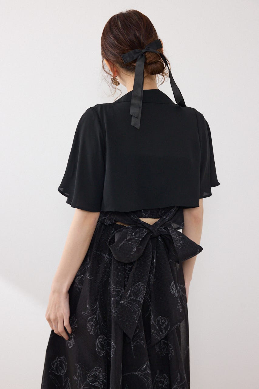 ブラウスセットフラワーパターンワンピース BLK FREE