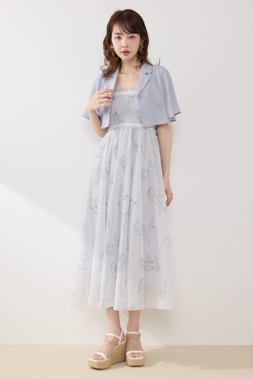 ブラウスセットフラワーパターンワンピース PUR FREE