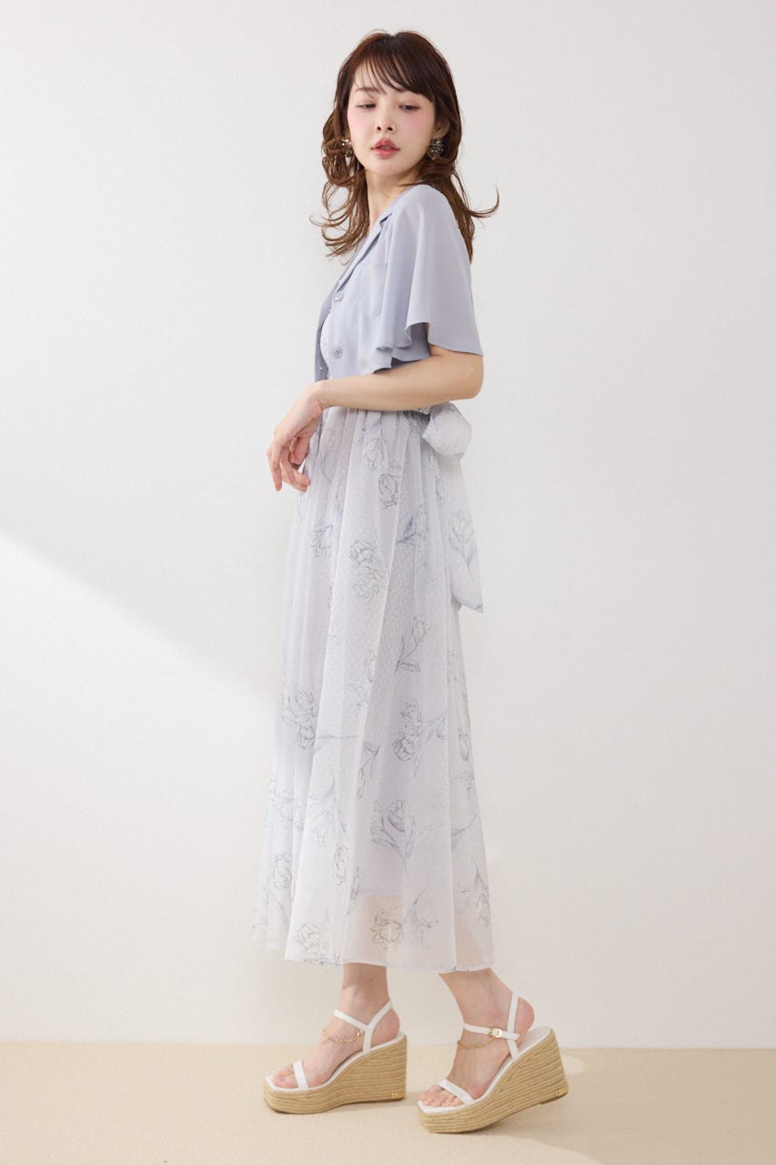 ブラウスセットフラワーパターンワンピース PUR FREE