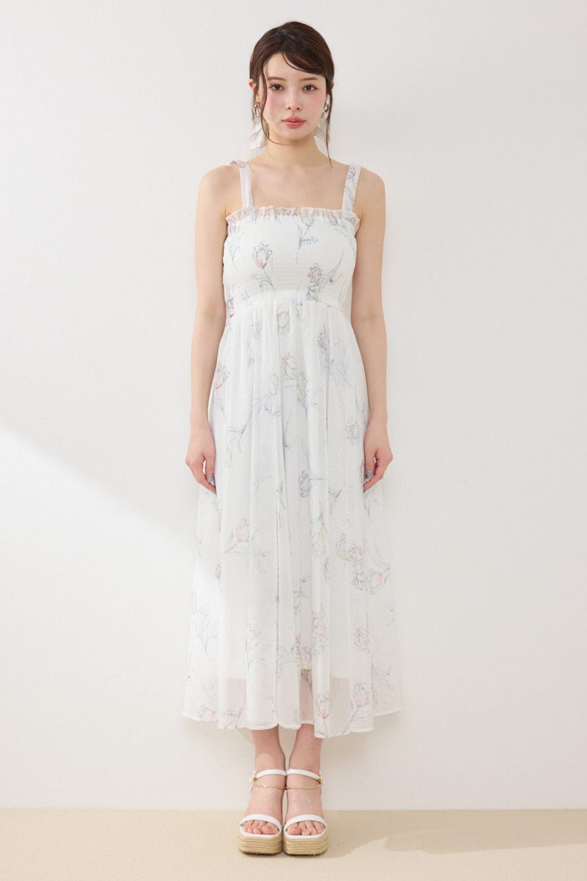 【GirlsAward着用アイテム】ブラウスセットフラワーパターンワンピース WHT FREE