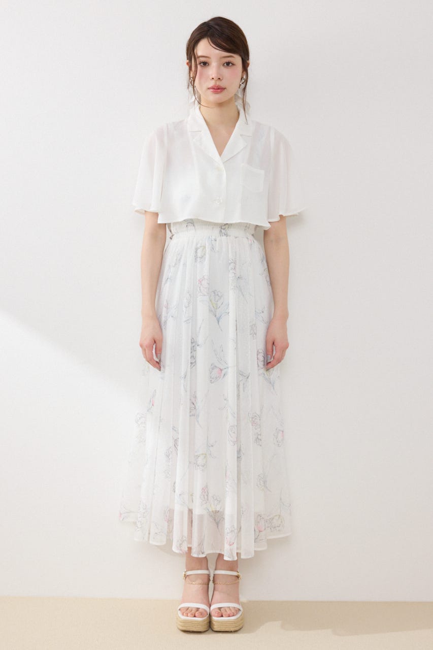 【GirlsAward着用アイテム】ブラウスセットフラワーパターンワンピース WHT FREE