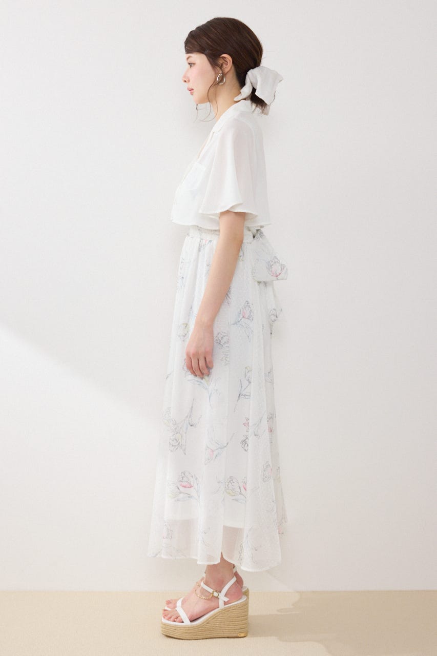 【GirlsAward着用アイテム】ブラウスセットフラワーパターンワンピース WHT FREE