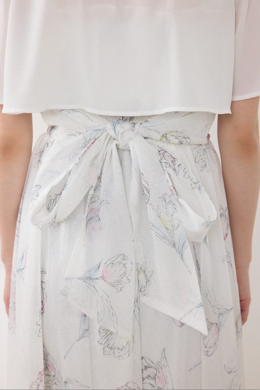 【GirlsAward着用アイテム】ブラウスセットフラワーパターンワンピース WHT FREE