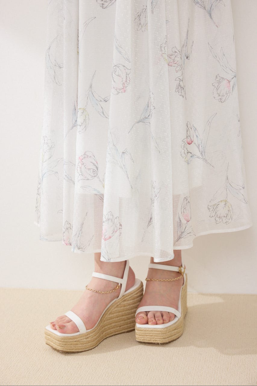 【GirlsAward着用アイテム】ブラウスセットフラワーパターンワンピース WHT FREE