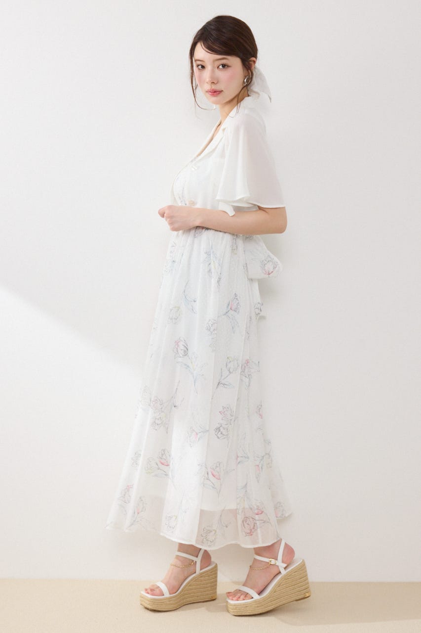 【GirlsAward着用アイテム】ブラウスセットフラワーパターンワンピース WHT FREE