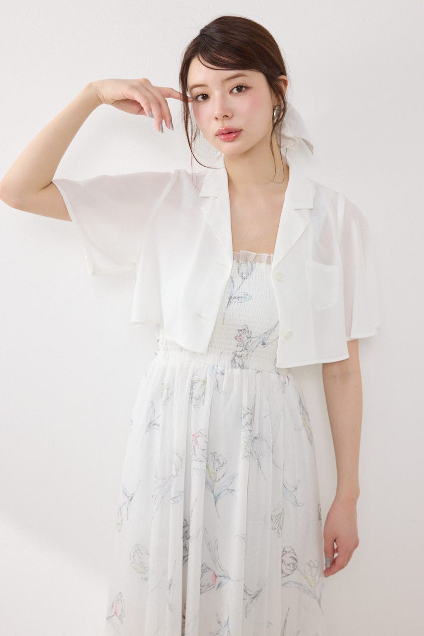 【GirlsAward着用アイテム】ブラウスセットフラワーパターンワンピース WHT FREE