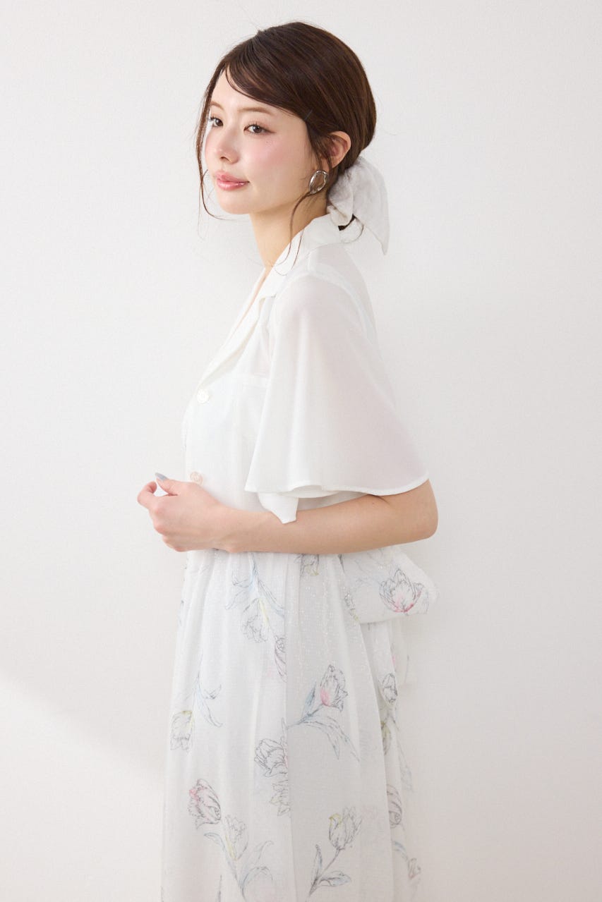 【GirlsAward着用アイテム】ブラウスセットフラワーパターンワンピース WHT FREE