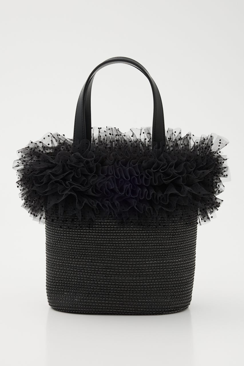 チュールコンビハンドバッグ BLK FREE