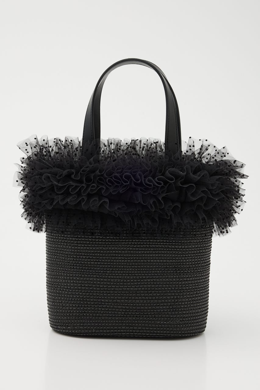 チュールコンビハンドバッグ BLK FREE