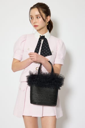 チュールコンビハンドバッグ