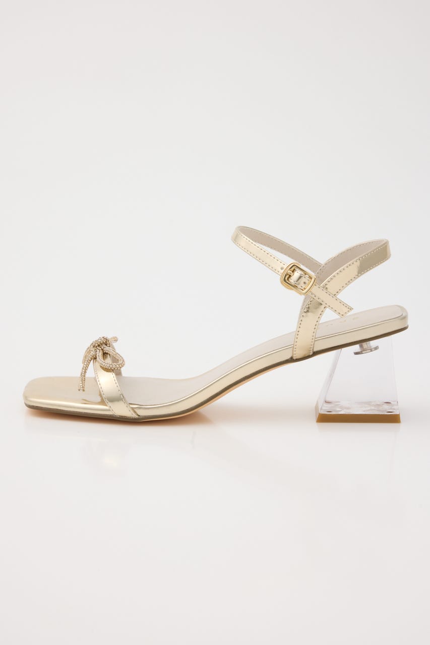 ビジューリボンクリアヒールサンダル GLD M